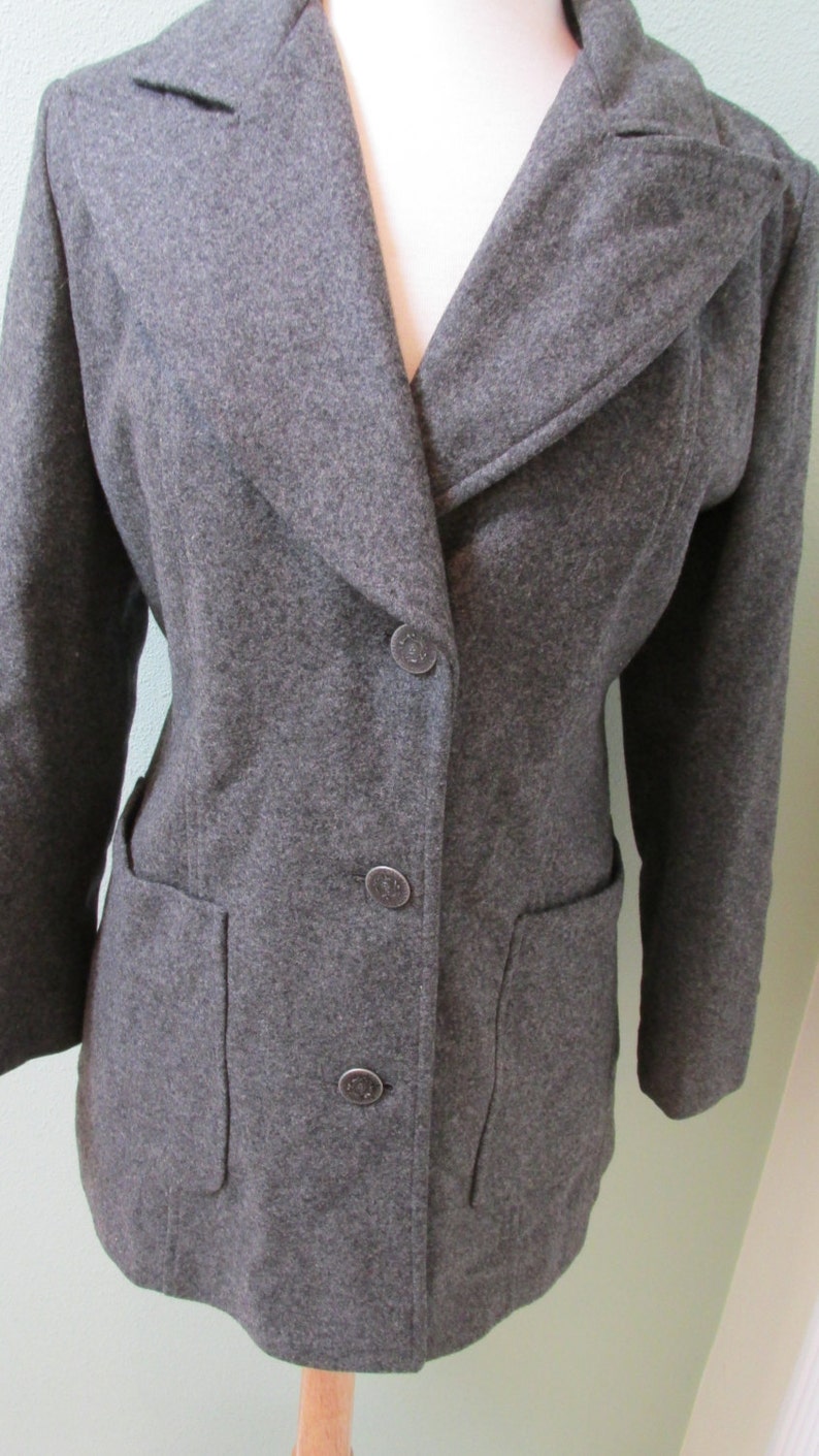 Vintage 70/'s Gray Wool Jacket By Junior Bazaar Sears Roebuck Girl/'s Size 11