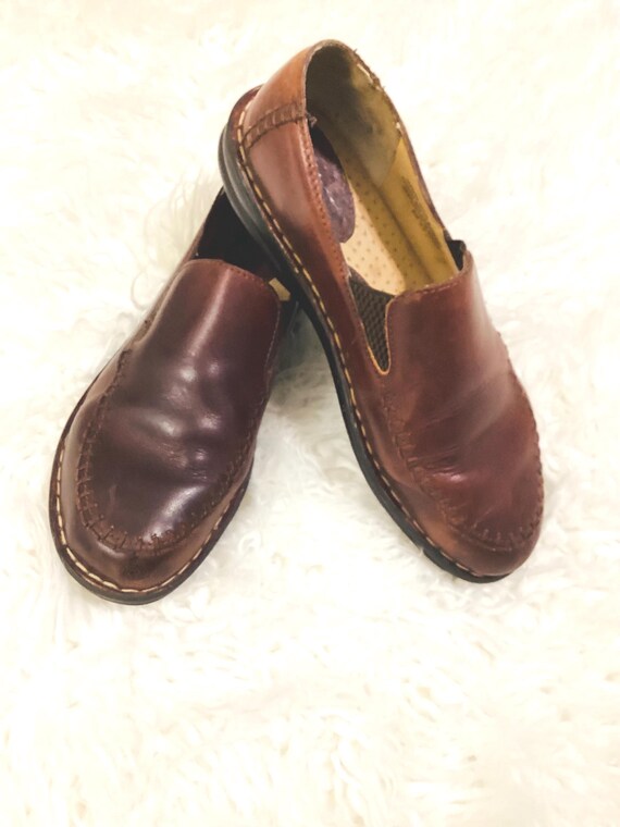 Vintage 'Born' Brown Leather Loafers w/ Moc Toe Women's US Size 9 1/2