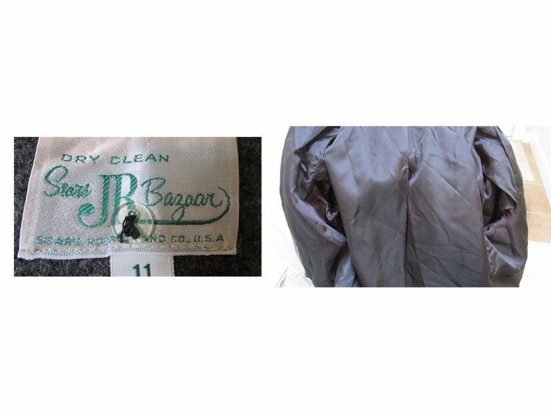 Vintage 70/'s Gray Wool Jacket By Junior Bazaar Sears Roebuck Girl/'s Size 11