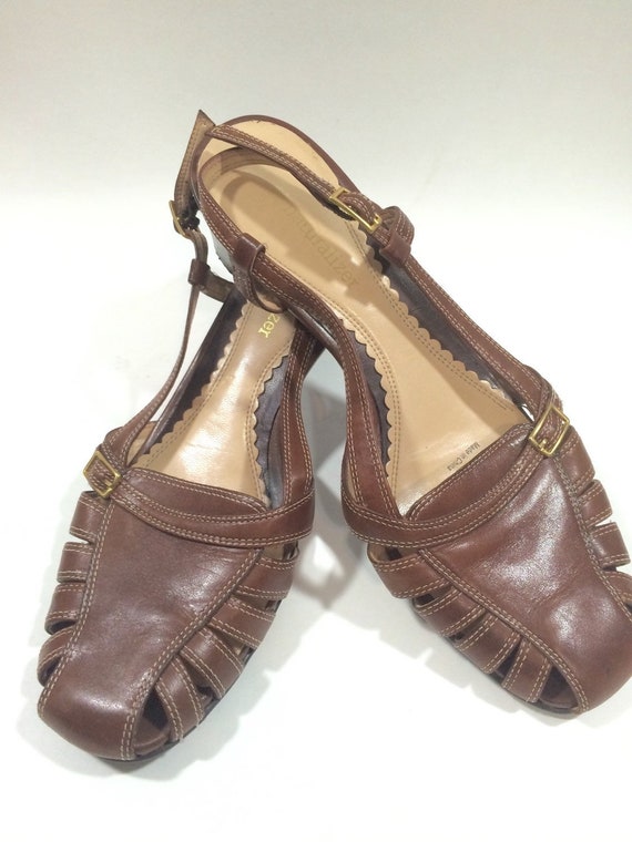 Brown Leather Heeled Sandal Shoes by Naturalizer … - image 2