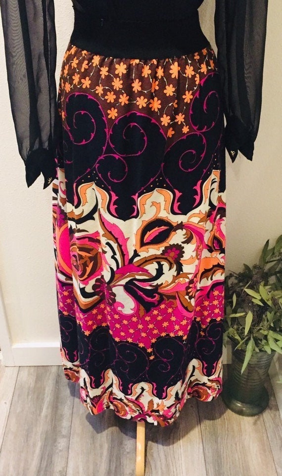 Spectacular Mad Men Maxi 1960's Art Nouveah Patter