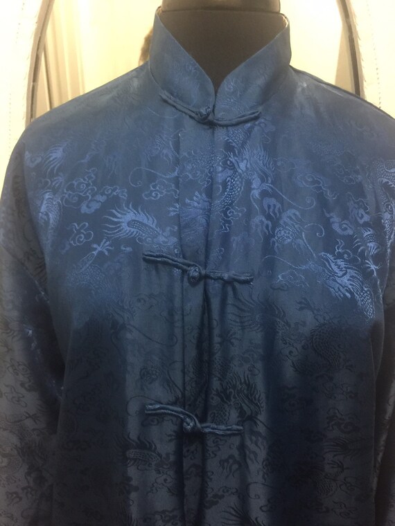 Asian Reversible Silk Dragon Short Smoking Robe S… - image 5