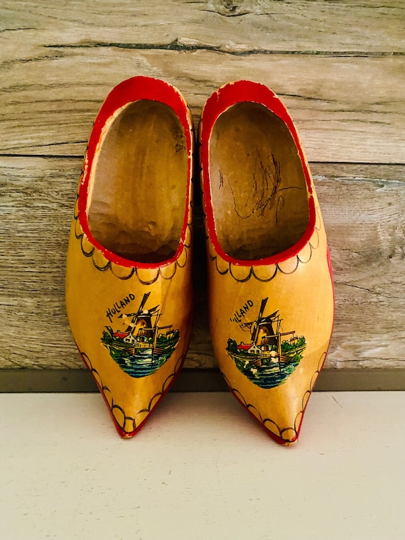 Vintage Dutch Wooden Clogs / Handmade Dutch Klompe