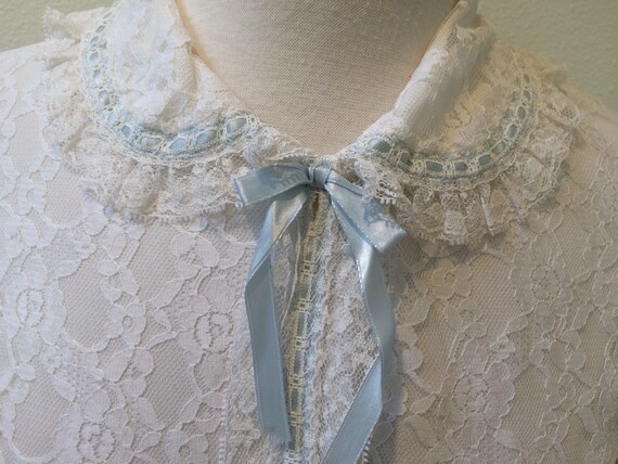 White Lace w/ Blue Ribbon Detail 'Miss Elaine'  F… - image 5