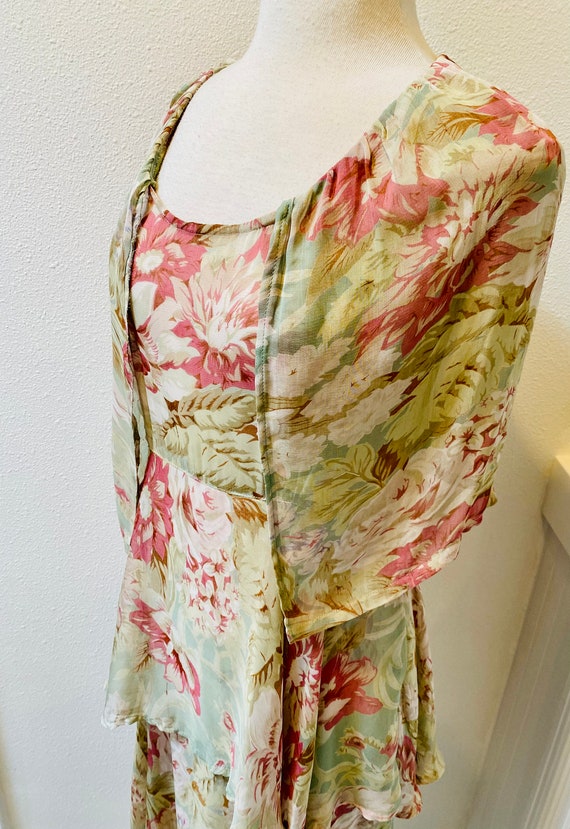 1960’s Sage green Layered Dress with Attached Capelet… Gem