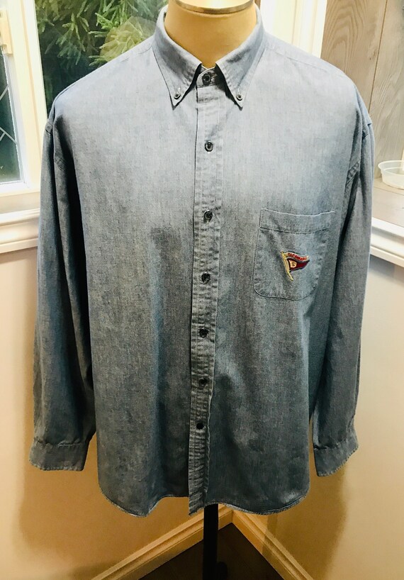 Vintage 'Faconnable' Blue 100% Cotton Oxford Shirt