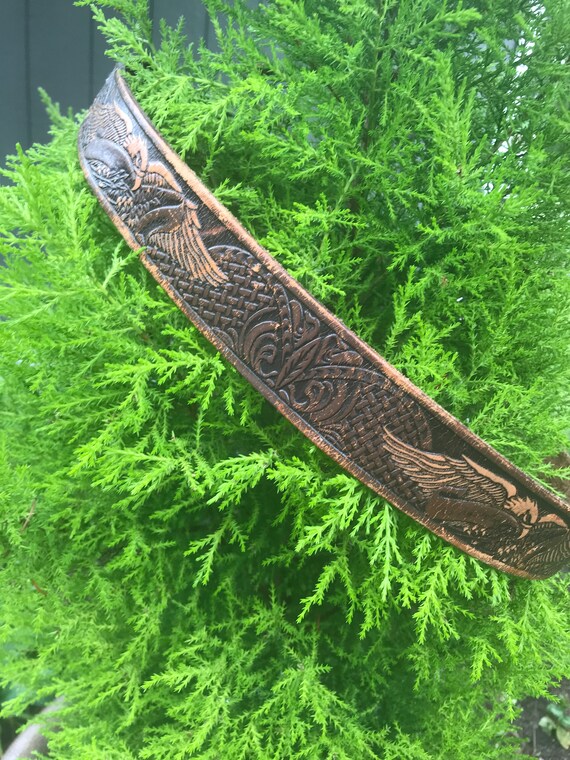 Patriotic Hand Tooled / Eagle Design Brown and Tan Le… Gem