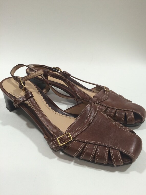 Brown Leather Heeled Sandal Shoes by Naturalizer … - image 3