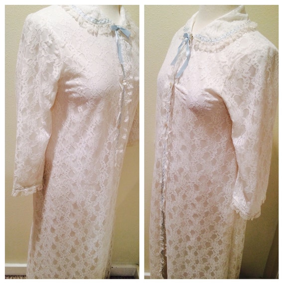 White Lace w/ Blue Ribbon Detail 'Miss Elaine'  F… - image 2