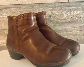 Vintage Dansko Leather Booties, Brown Braided Stitch, US 6-6.5