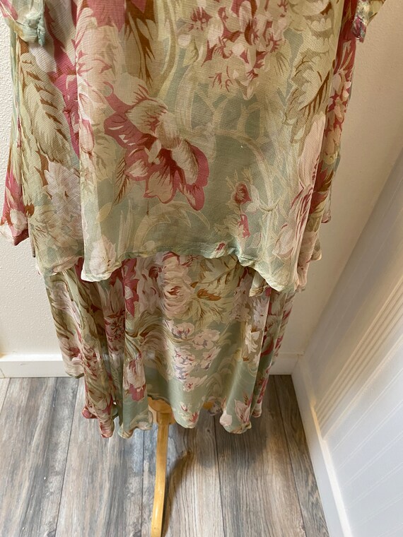 1960’s Sage green Layered Dress with Attached Capelet… Gem