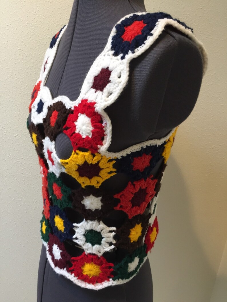 Vintage 1960/'s 100/% Acrylic Granny Octagon Hand Knit Pull-Over Shell by Bobbie Brooks Size SmallMedium
