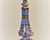 Egyptian, Hand-blown, Glass, 14 k Gold Lined, Perfume Bottle with Stopper (7 1 2 quot High)