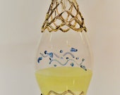 Egyptian, Hand-blown, Glass Perfume Bottle with 14 k Gold