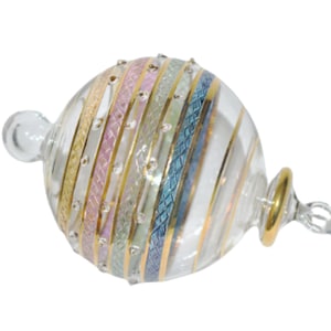 Mehrfarbig gestreift, Weihnachtskugel-Ornament, mundgeblasenes Glas, 14 k Goldverzierung