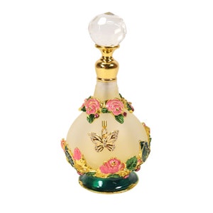 Rose Floral Butterfly, Empty, Crystal Color Charmed, Glass Perfume Bottle, 25ml