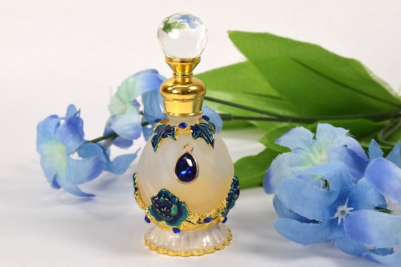 Blue Peony, Rhinestone Crystal Pendant Charmed, Empty Perfume Bottle, 15ml