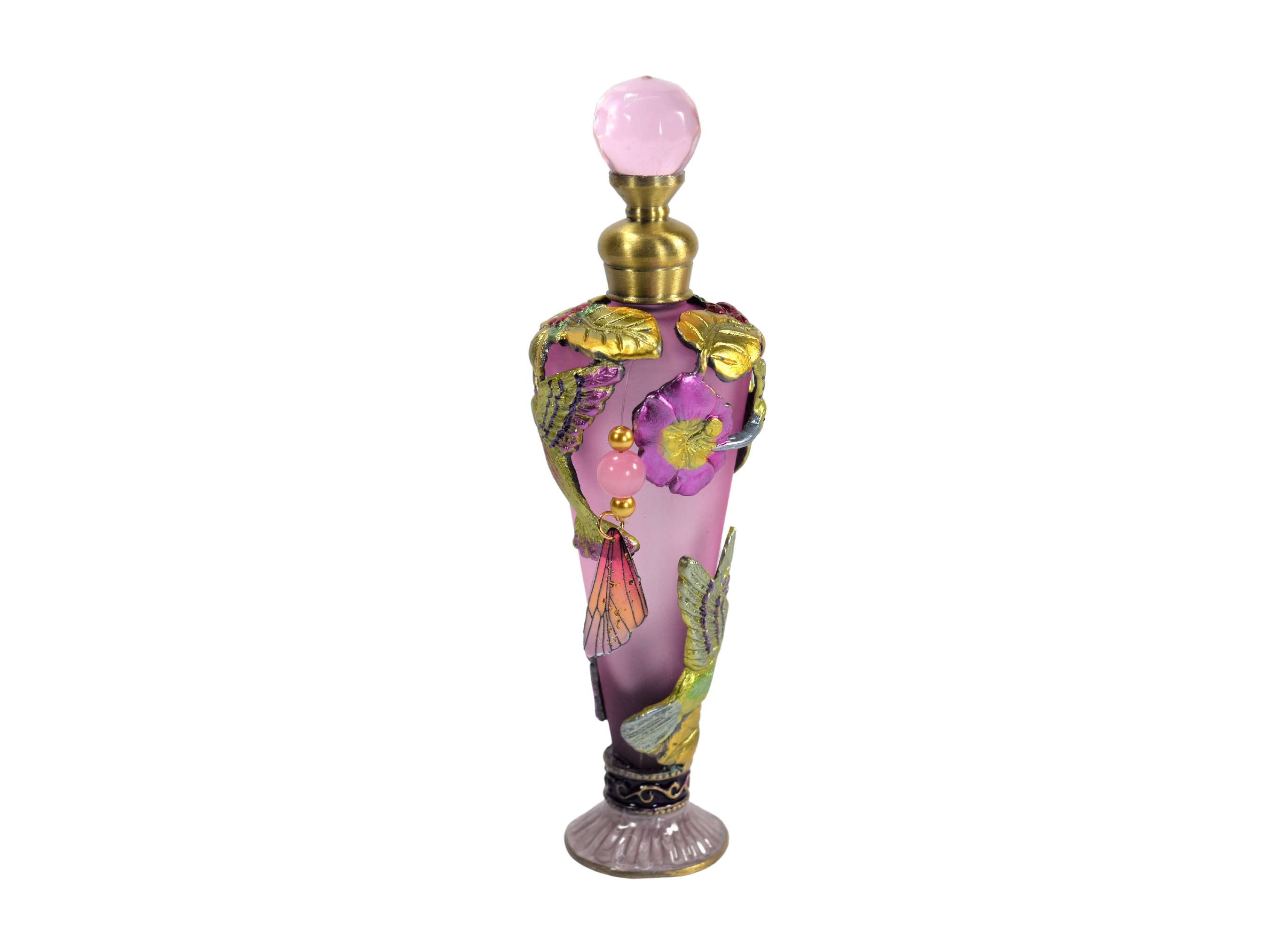 Hummingbird, Butterfly-Charmed, Frosted Crystal, Empty Perfume Bottle, 25ml