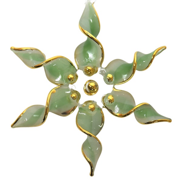 Snowflake Ornament, Egyptian Hand-blown Glass with 14 k Gold Trim