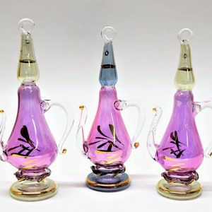 Teapot, Egyptian Hand-blown Glass with 14k Gold Trim