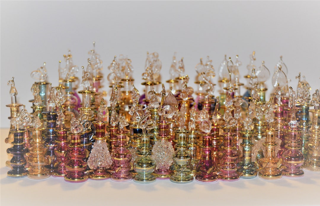 Egyptian Hand-blown Glass Empty Perfume Bottles With 14 K - Etsy