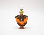 Heart-shaped, Amber, Metal Empty Glass Perfume Bottle (10 ml)