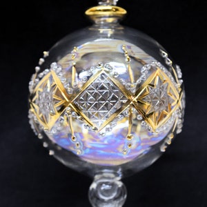 Exotic, Christmas Ball Ornament, Egyptian Hand-blown Glass with 14 k Gold Trim (3 Inch)