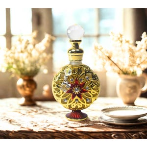 Red Sunflower, Crystal Bead Charmed, Empty Perfume Bottle, 10ml