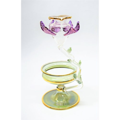 Egyptian Hand Blown Glass Oil Burner Decorative by 14k Gold Etsy