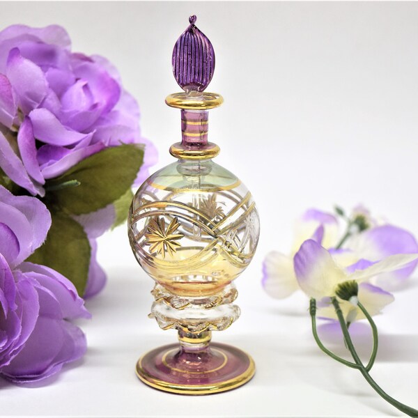Collectible Perfume Bottle Hand-blown with 14 k Gold Trim