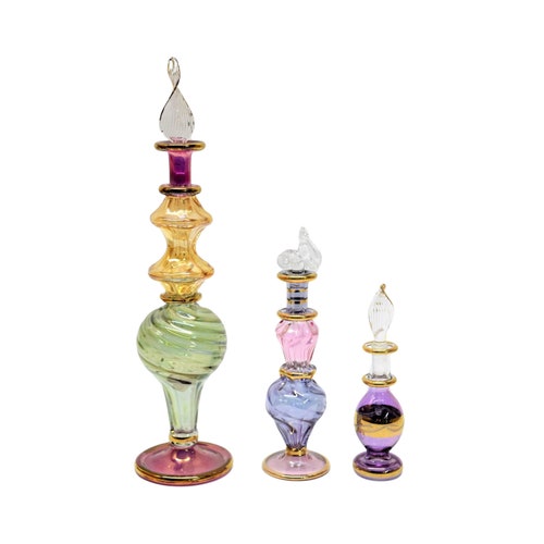 Egyptian Hand Blown Glass Perfume Bottles Decorative By 14 Etsy