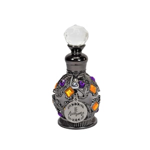 Black, Glass-Gem Studded, Vintage Style, Charmed Saying, Empty Perfume Bottle, 15ml
