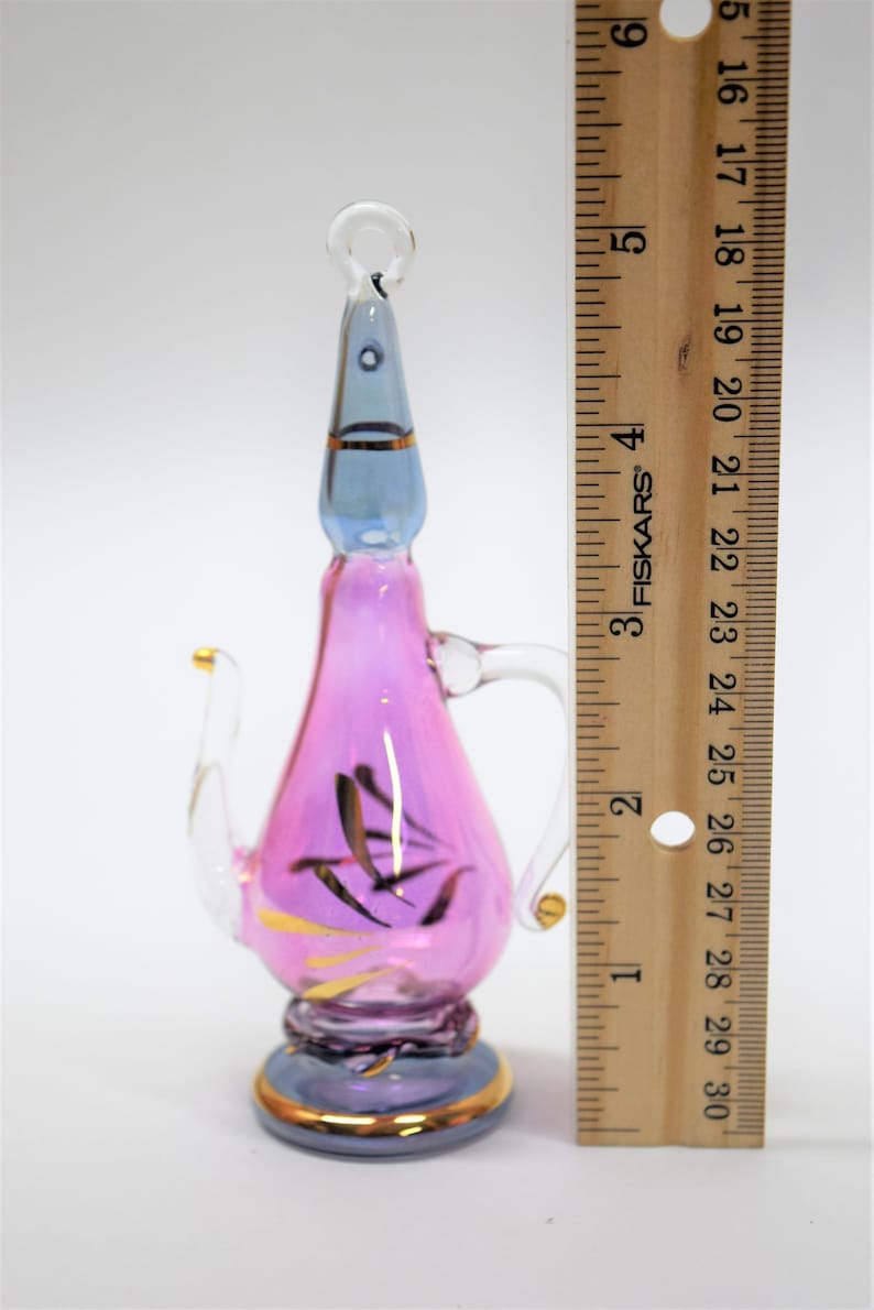 Teapot Egyptian Handblown Glass With 14k Gold Trim Etsy