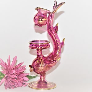 Fish Aroma Oil Diffuser, Handblown Glass, 14k Gold Trim