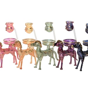 Horse Aroma Oil Diffuser, Egyptian Hand-blown Glass with 14k Gold Trim