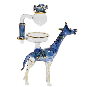Giraffe, Two Piece, Egyptian Hand-blown Glass Aroma Oil Diffuser with 14k Gold Trim