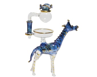 Giraffe, Two Piece, Egyptian Hand-blown Glass Aroma Oil Diffuser with 14k Gold Trim