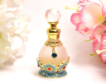 Blaue Blumen, leere, Strass Kristall Edelstein bezauberte Parfüm Flasche, 15ml