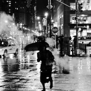 NYC Rainy Day Cityscape, New York City Photography, Fine art Photography, Black and White Street Photography