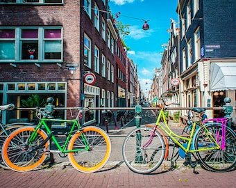 Bikes, Amsterdam, Surreal, Color Photography, Urban, Europe, Cityscape, Home Decor, Fine Art Photography, Art