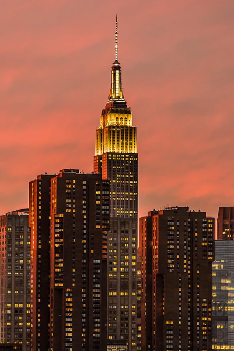 Empire State Building Sunset - New York City Skyline - Black & White OR ...