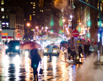 NYC Rainy Day Cityscape, New York City Photography, Fine art Photography, Color Photography, Street Photography.