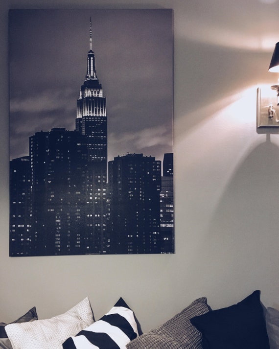 Empire State Building Sunset - New York City Skyline - Black