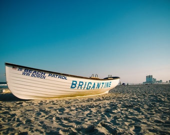 Late Sun - Brigantine Beach - New Jersey - Jersey Shore - Lifeguard Boat - Beach Life - NJ