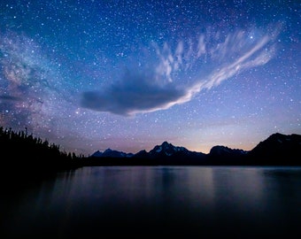 Grand Tetons Stars Photography - Astrophotography - Night Photography - Nature - Milky Way, Stars, Landscape - Inspirational, Travel Photo