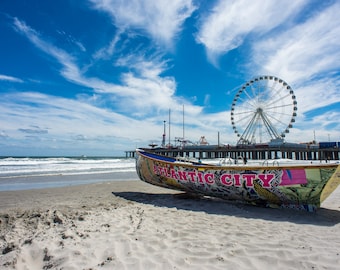 Atlantic City - New Jersey - Jersey Shore - Summer - Beach - Boardwalk - Pier - Boat - Lifeguard Boat - Art