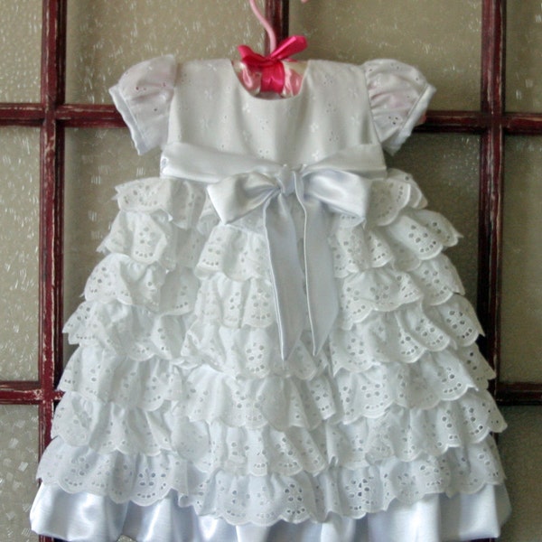EYELET BLESSING DRESS - Eyelet Christening Dress - Baby Girl blessing gown - Baby Girl Christening gown