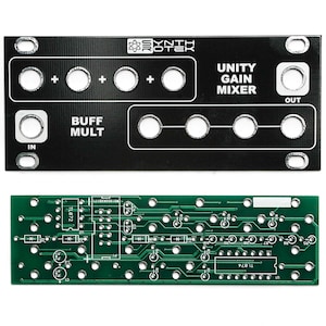 Synthrotek 1U UniBuffer PCB and Panel - Eurorack Buff Mult and Mixer PCB Set
