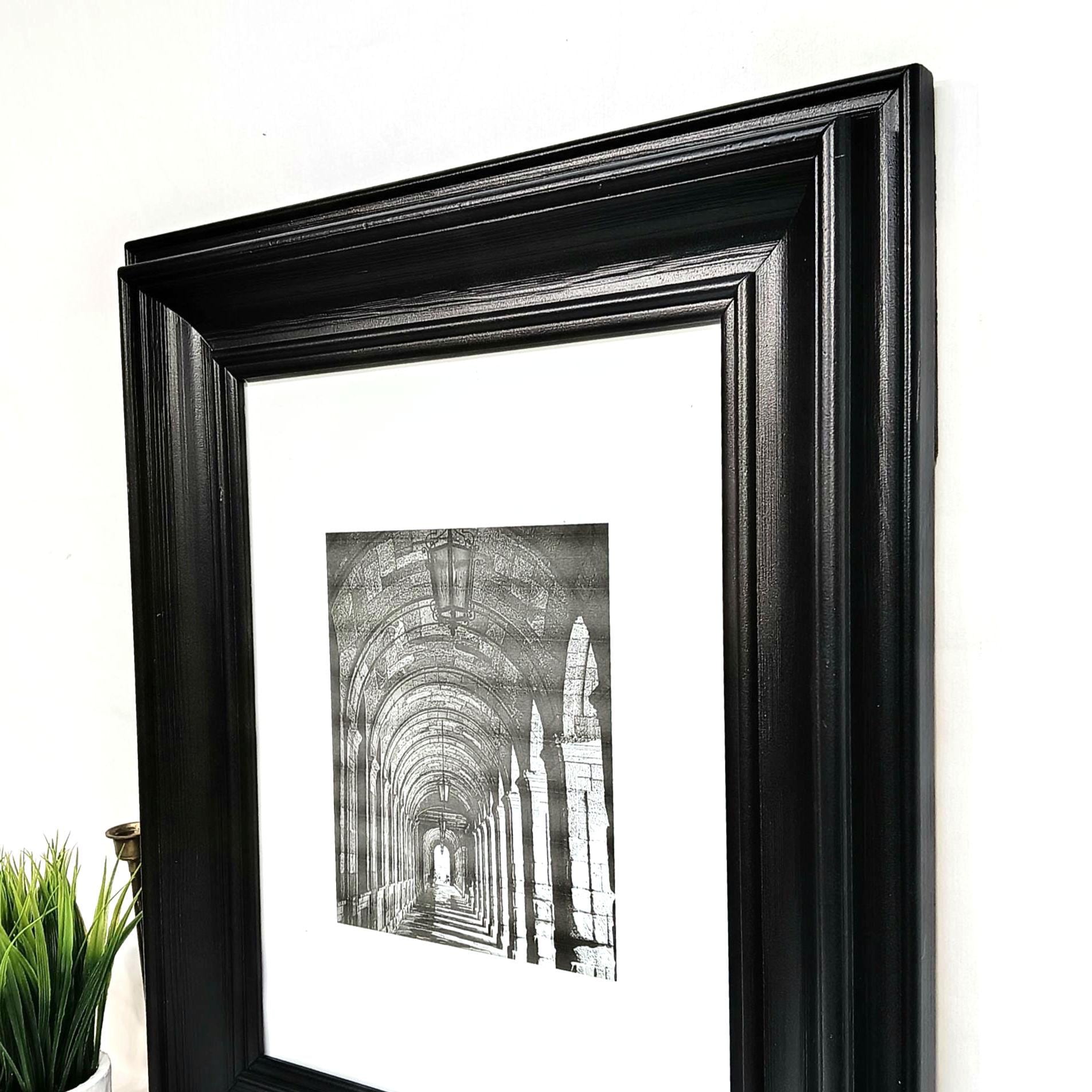 Black Picture Frame, Wide Scoop Frame, Vintage Wood Frame, Thick Black Frame, Wall Decor, Gallery Wall Frame 11 x 14