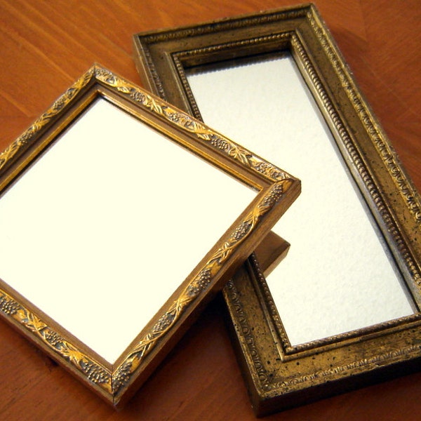 Vintage Mirrors Small Gold Wall Mirrors Decorative Wall Mirror Set  Wood Framed Mirrors Home Decor